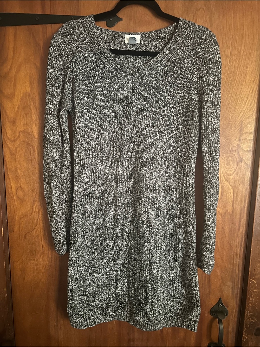 Old Navy Black & White Marled Long-Sleeve Sweater Dress